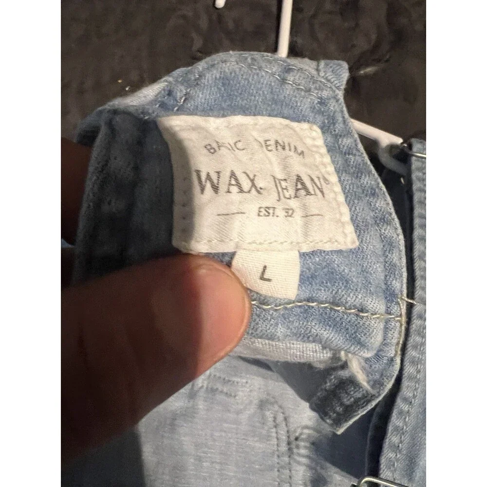 Wax Jean Classic Blue Denim Overall Shorts Size Large - Picture 4 of 6
